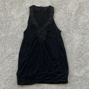 Black top, beaded neck